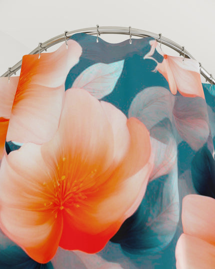 Orange Blossom Floral Bunch Shower Curtains, 71" x 74"