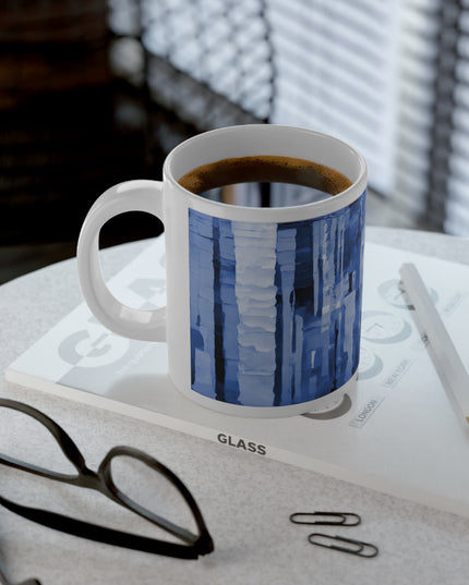 Striped Deep Blue 20 oz White Glossy Jumbo Mug