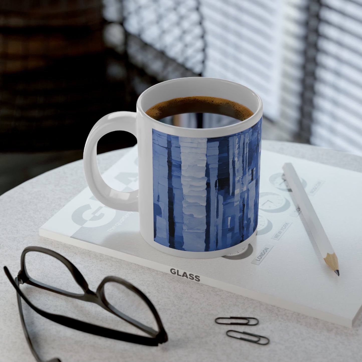 Striped Deep Blue 20 oz White Glossy Jumbo Mug