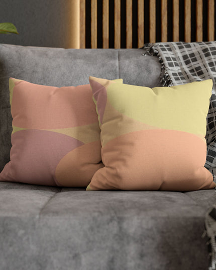 Pastel Hot Peach Patches Spun Polyester Square Pillowcase, 14" x 14"
