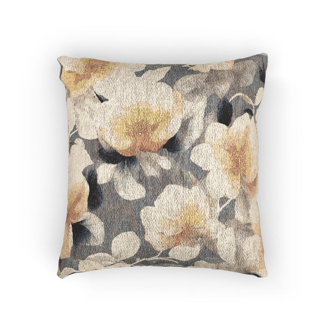 Light Orange Florals Woven Pillow, 17" x 18"