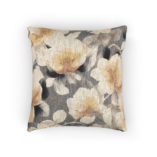 Light Orange Florals Woven Pillow, 17" x 18"