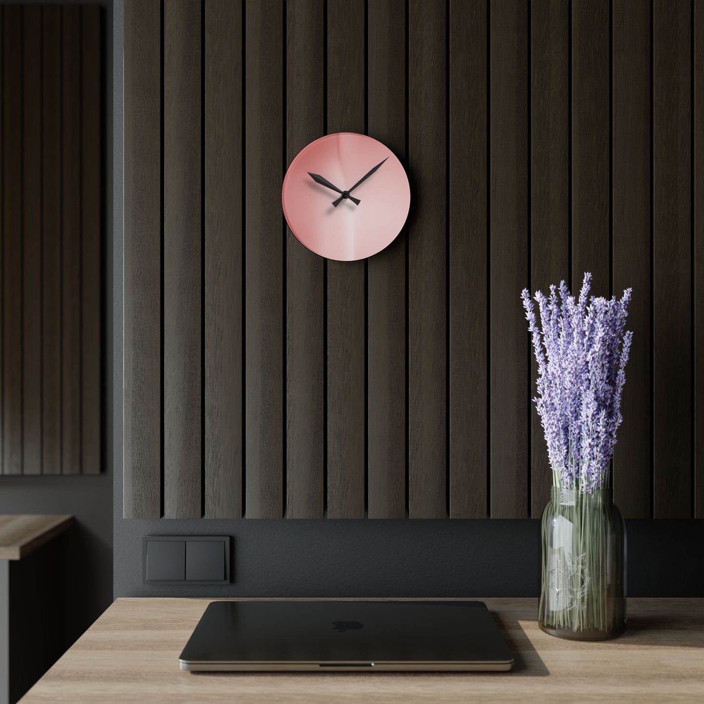 Rose Red Fade Acrylic Round Wall Clock, 8" x 8"