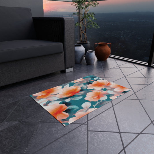 Orange Blossom Floral Bunch Outdoor Rug, 24" x 36"