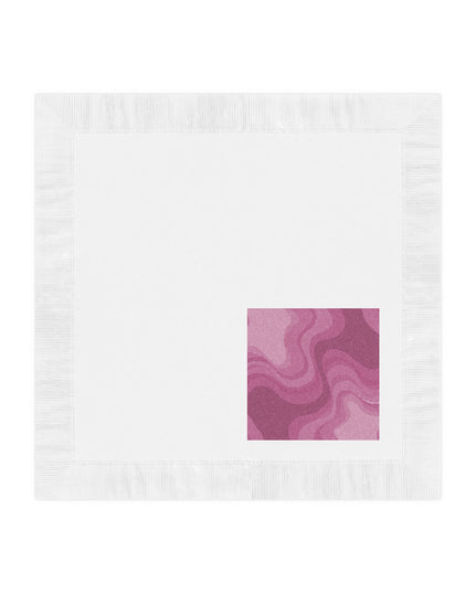 Pinky Mauve Wavey White Coined Napkins, 4.8" x 4.8"