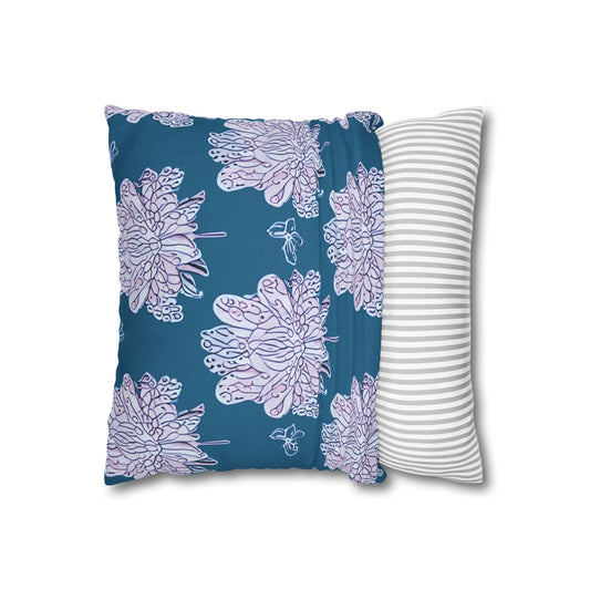 Lavender Floral Butterflies Spun Polyester Square Pillowcase, 14" x 14"