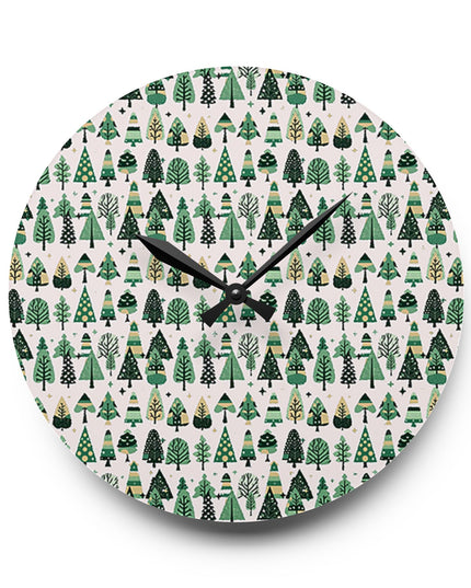Mini Vintage Green Trees Acrylic Wall Clock, Round or Square, 10.75" x 10.75"