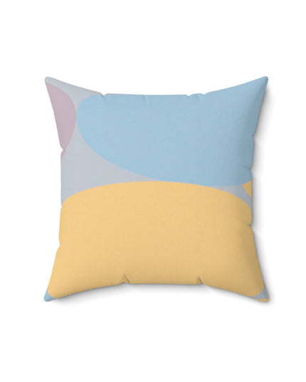 Pastel Baby Blue and Peach Patches 16" x 16" Faux Suede Square Pillow