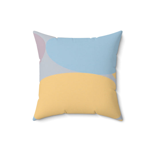 Pastel Baby Blue and Peach Patches 16" x 16" Faux Suede Square Pillow