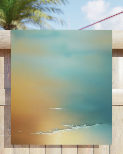 Blue Sea Red Orange Fog Beach Towel, 30" x 60"