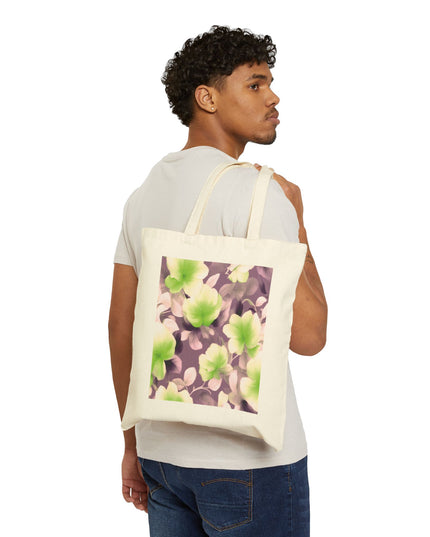 Lime Lavender Floral Bunch Cotton Canvas Tote Bag