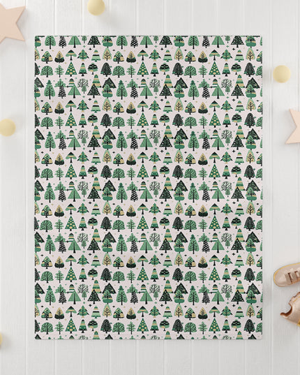 Mini Vintage Green Trees Soft Fleece Baby Blanket, 30" x 40"