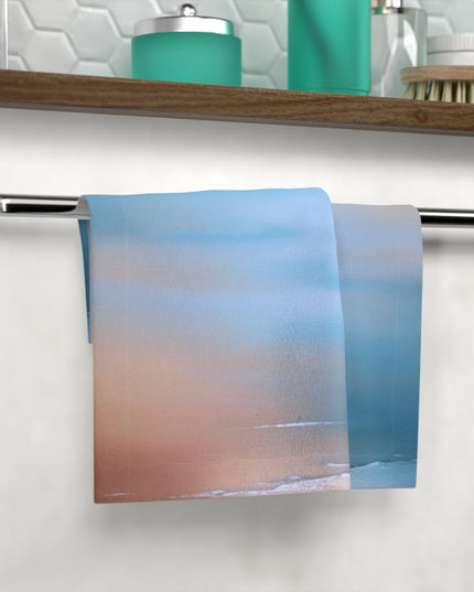 Blue Sea Peach Fog Face Towel, 13" x 13"