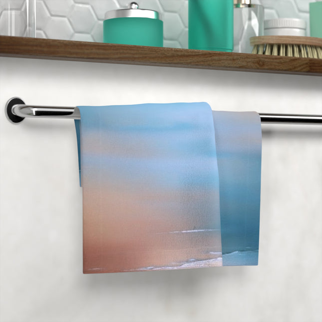 Blue Sea Peach Fog Face Towel, 13" x 13"