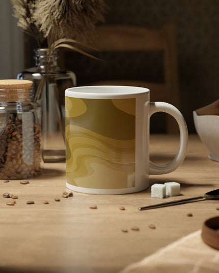Brown Wavey 20 oz White Glossy Jumbo Mug