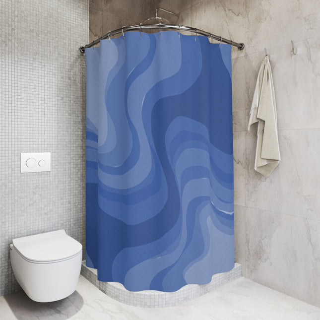 Deep Blue Wavey Shower Curtains, 71" x 74"