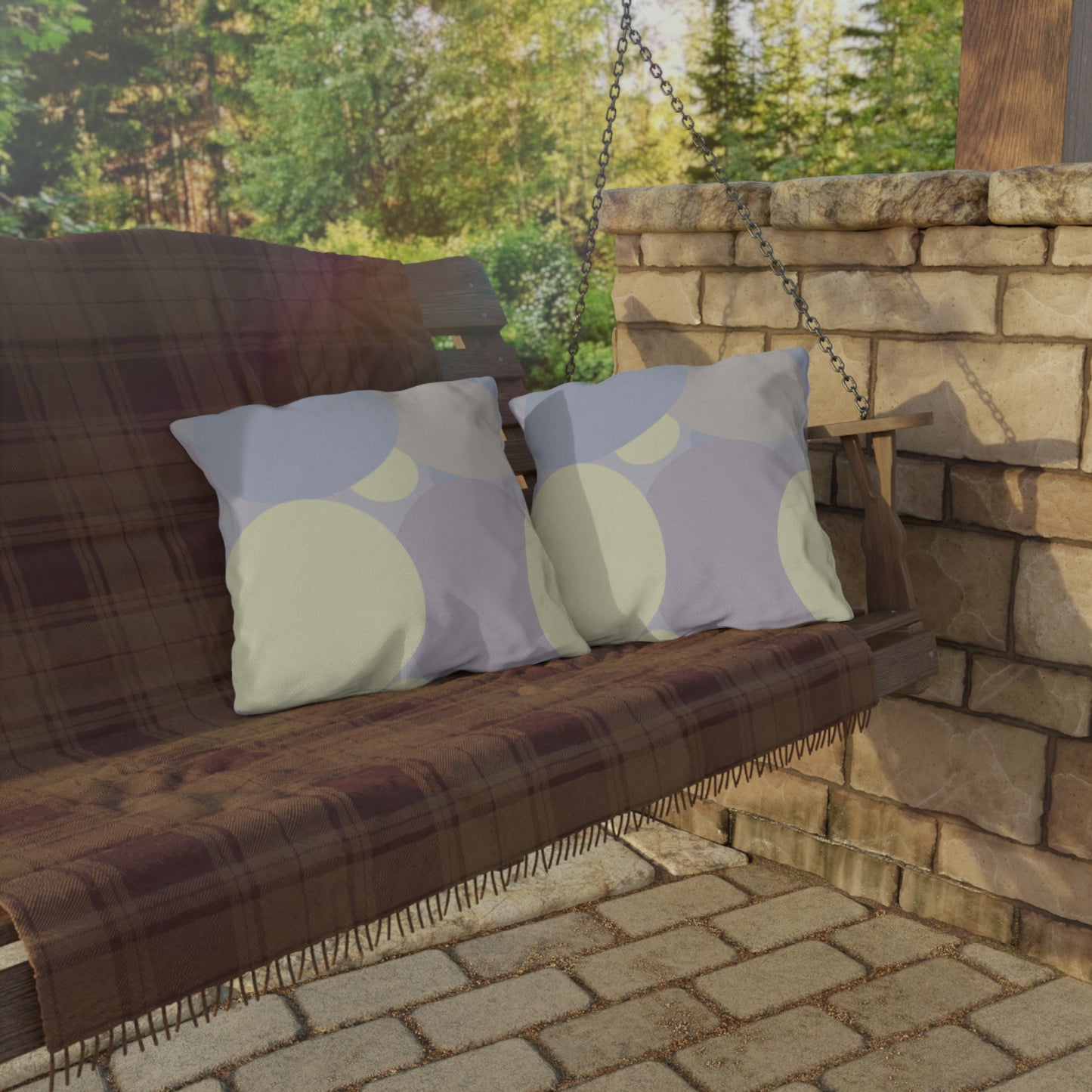 Pastel Soft Blue and Soft White Patches 18" x 18" Outdoor Pillows