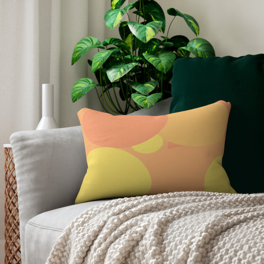 Pastel Bright Oranges Patches Spun Polyester Lumbar Pillow, 20" x 14"