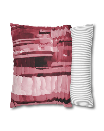 Striped Ruby Spun Polyester Square Pillowcase, 14" x 14"