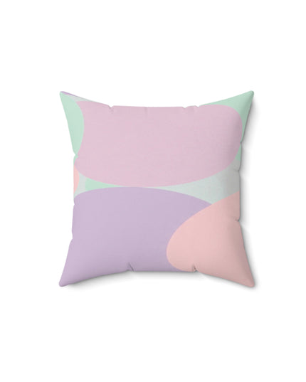Pastel Peach and Soft Green Patches 14" x 14" Faux Suede Square Pillow