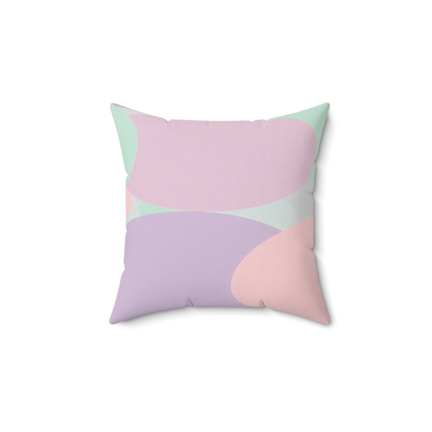 Pastel Peach and Soft Green Patches 14" x 14" Faux Suede Square Pillow