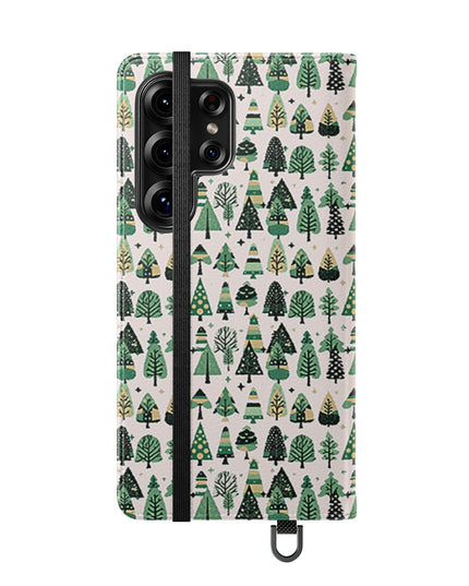 Mini Vintage Green Trees Flip Cases, Samsung Galaxy S25 Ultra