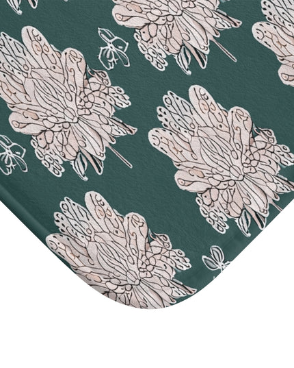 Soft White Floral Butterflies 24" x 17" Bath Mat