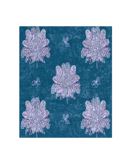 Lavender Floral Butterflies 50" x 60" Crushed Velvet Blanket