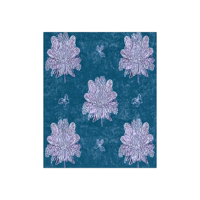 Lavender Floral Butterflies 50" x 60" Crushed Velvet Blanket