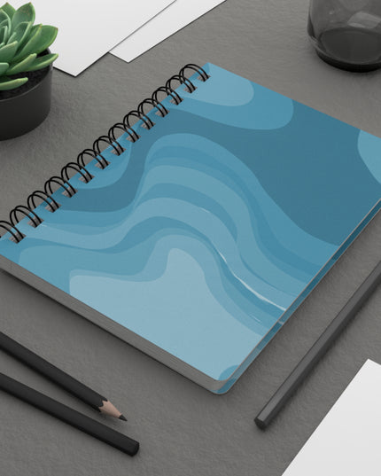 Sky Blue Wavey Spiral Bound Journal, 5" x 7" 150 pages