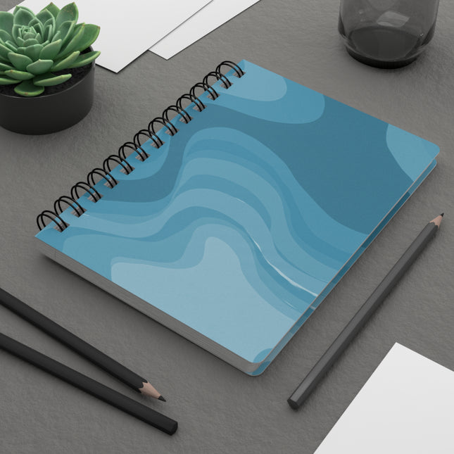 Sky Blue Wavey Spiral Bound Journal, 5" x 7" 150 pages