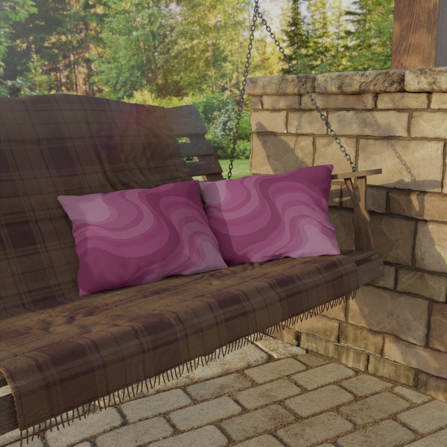 Pinky Mauve Wavey 20" x 14" Outdoor Pillow