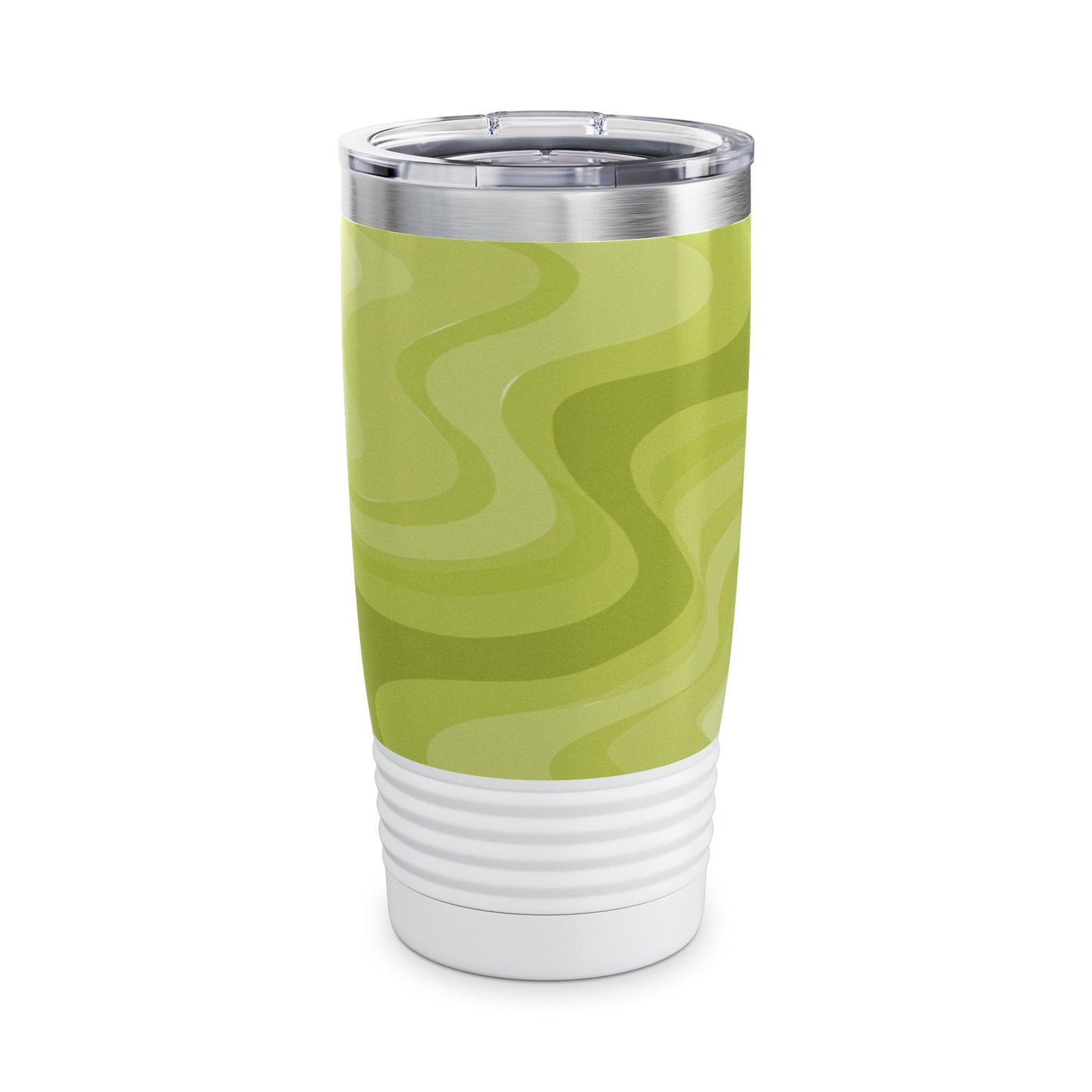 Lemon Wavey Ringneck Tumbler, 20oz in white, steel and black