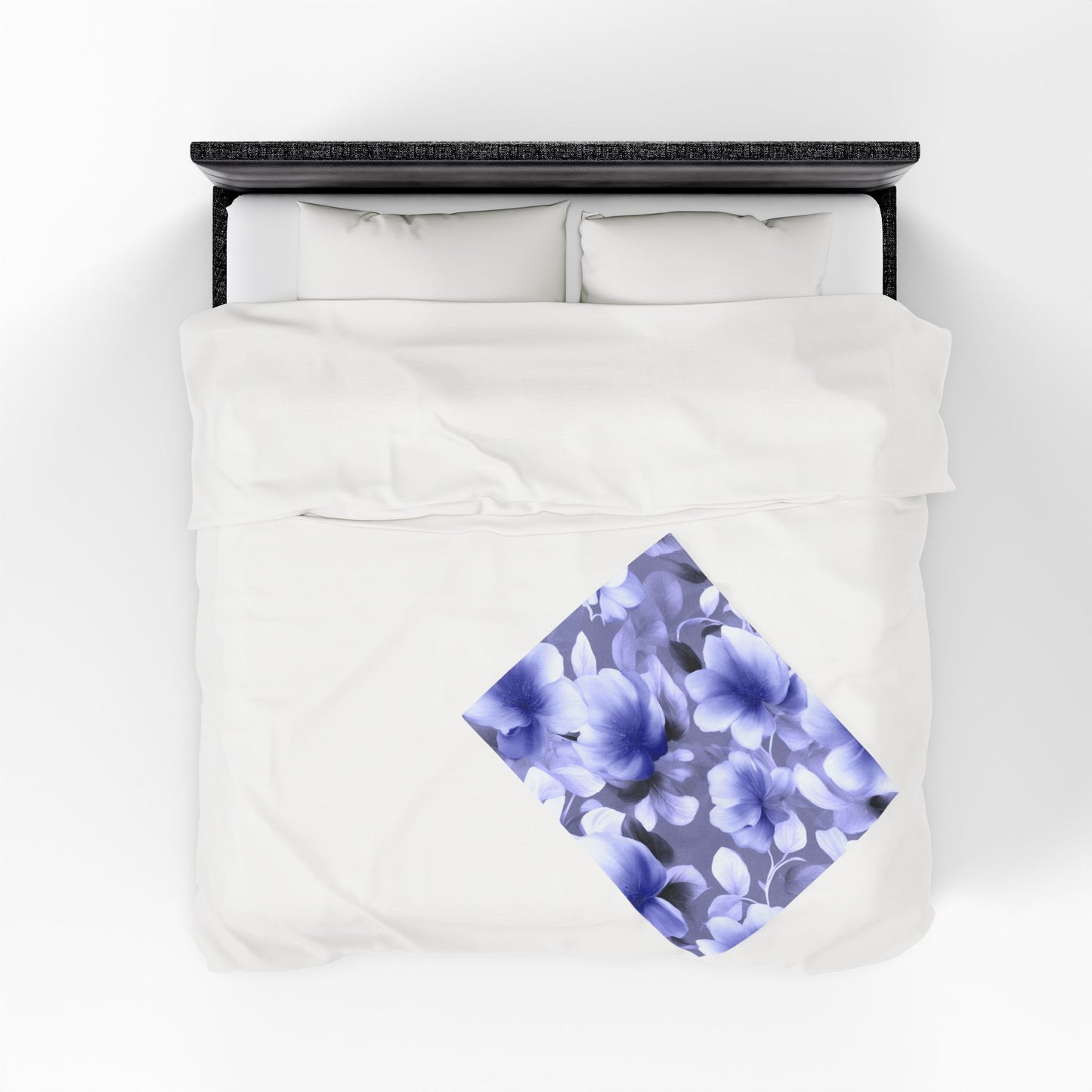 Indigo Blossom Floral Bunch Velveteen Plush Blanket, 30" x 40"