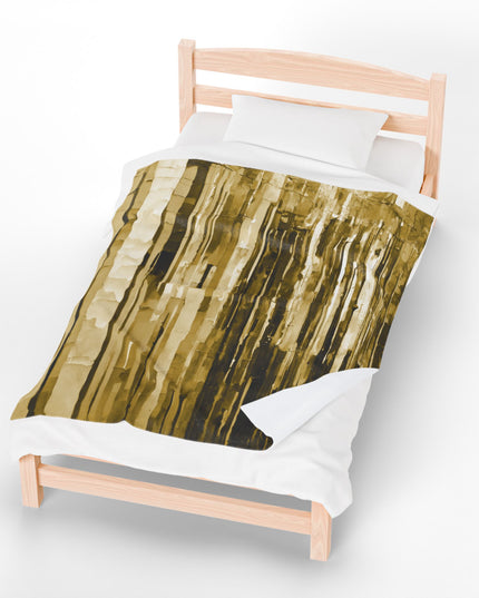 Striped Light Brown Velveteen Plush Blanket, 50" x 60"