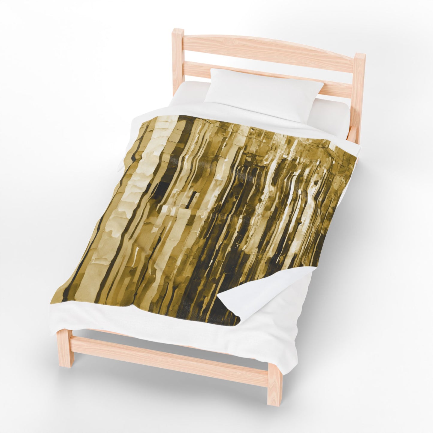 Striped Light Brown Velveteen Plush Blanket, 50" x 60"