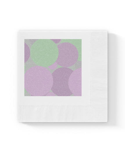 Pastel Lavender Purple and Soft Green Patches White Coined Napkins, 4.8" x 4.8"