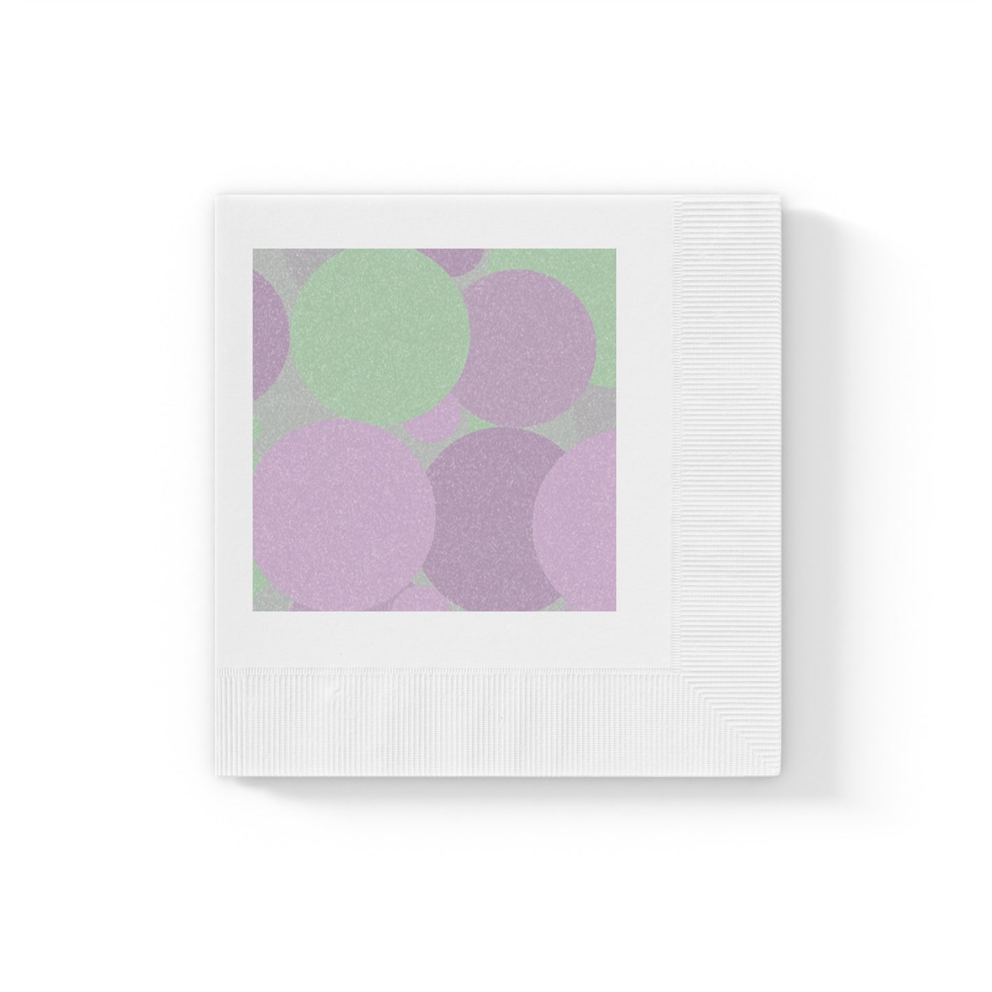 Pastel Lavender Purple and Soft Green Patches White Coined Napkins, 4.8" x 4.8"