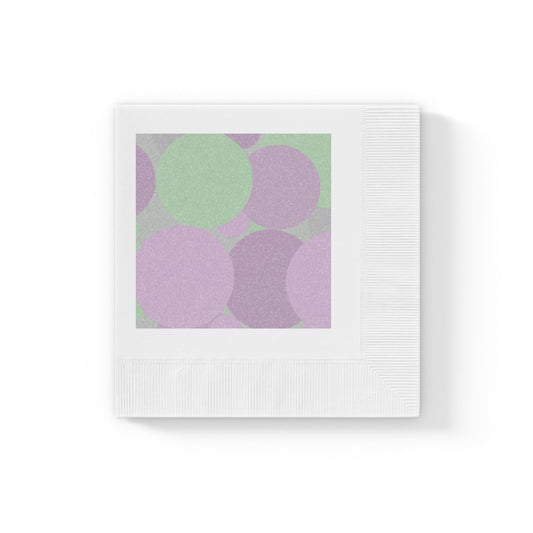 Pastel Lavender Purple and Soft Green Patches White Coined Napkins, 4.8" x 4.8"