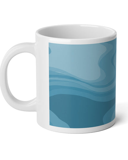 Sky Blue Wavey 20 oz White Glossy Jumbo Mug