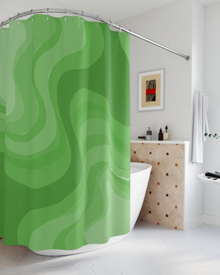 Greenie Meanie Wavey Shower Curtains, 71" x 74"