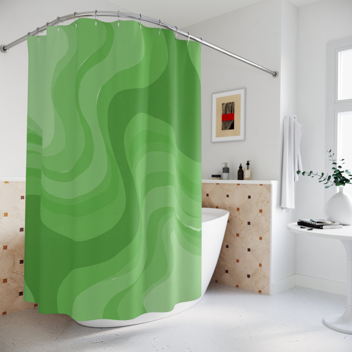 Greenie Meanie Wavey Shower Curtains, 71" x 74"