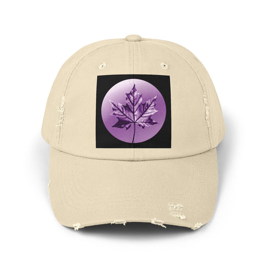 Purple Maple Leaf Unisex Distressed Cap