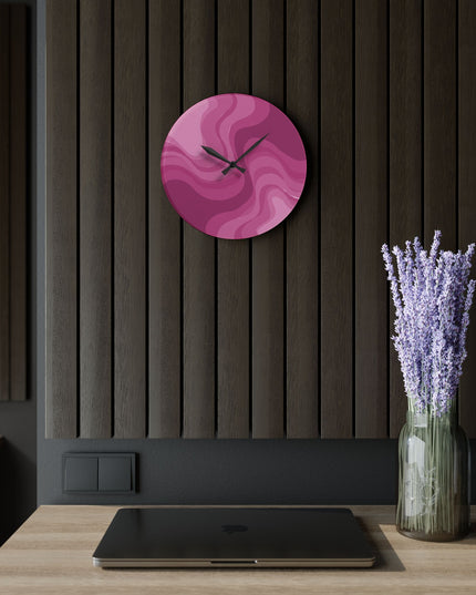 PInky Mauve Wavey 10.75" x 10.75" Round or Square Acrylic Wall Clock