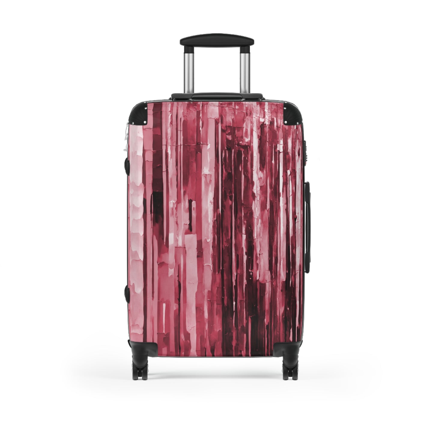 Striped Ruby Medium Suitcase with built in lock, 4 double-wheels, telescopic handle, and ABS back hard-shell