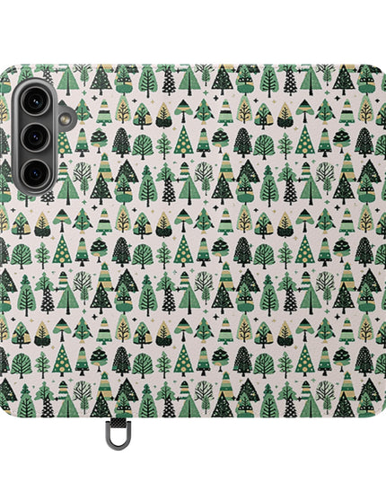 Mini Vintage Green Trees Flip Cases, Samsung Galaxy S24 Plus