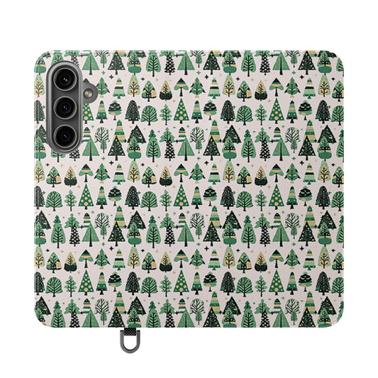 Mini Vintage Green Trees Flip Cases, Samsung Galaxy S24 Plus