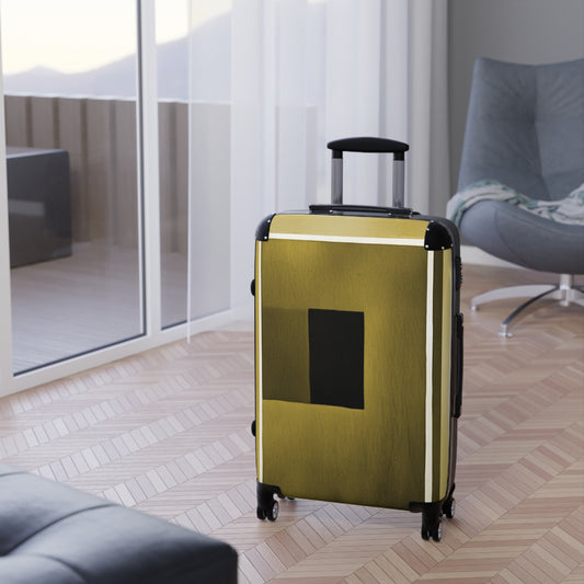 Tan Shadow Medium Suitcase with built in lock, 4 double-wheels, telescopic handle, and ABS back hard-shell