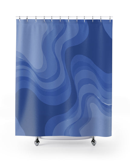 Deep Blue Wavey Shower Curtains, 71" x 74"