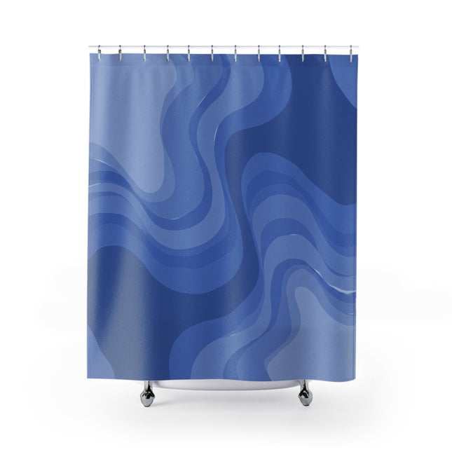 Deep Blue Wavey Shower Curtains, 71" x 74"